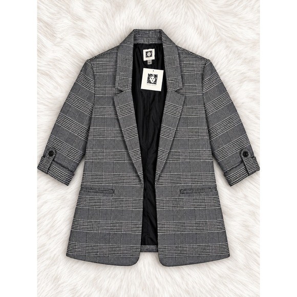 Anne Klein Jackets & Blazers - Anne Klein Glen Plaid Metallic Blazer NWT Black White Tailored Workwear L